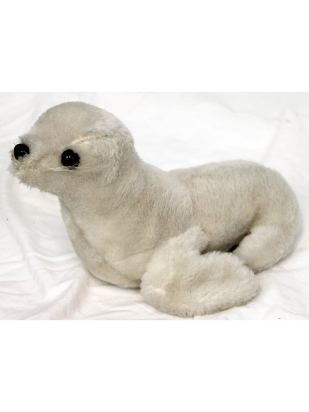 Vtg 1976 R. Dankin Plush Seal Pup Crush Nut Shells Stuffed Animal Toy Grey-White